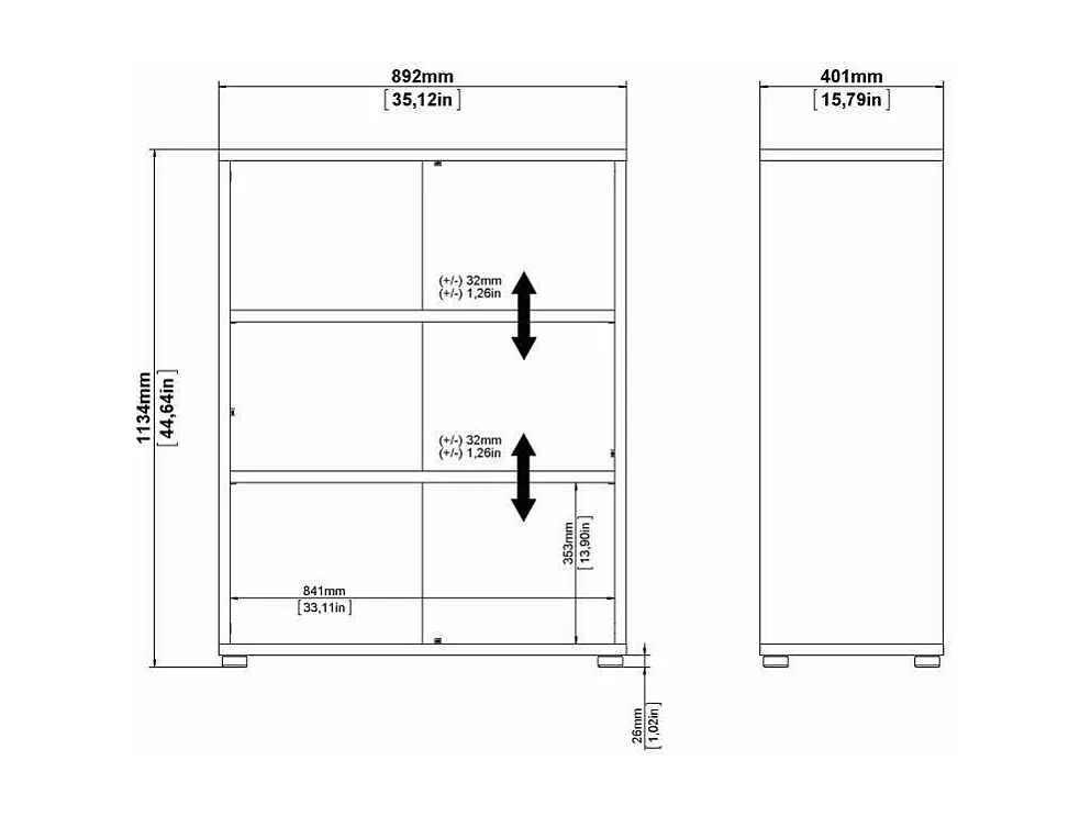 Dterlizz boekenkast, Kantoorplank, Boekenkast, Bibliotheek, 89x40 h113 cm, Eiken
