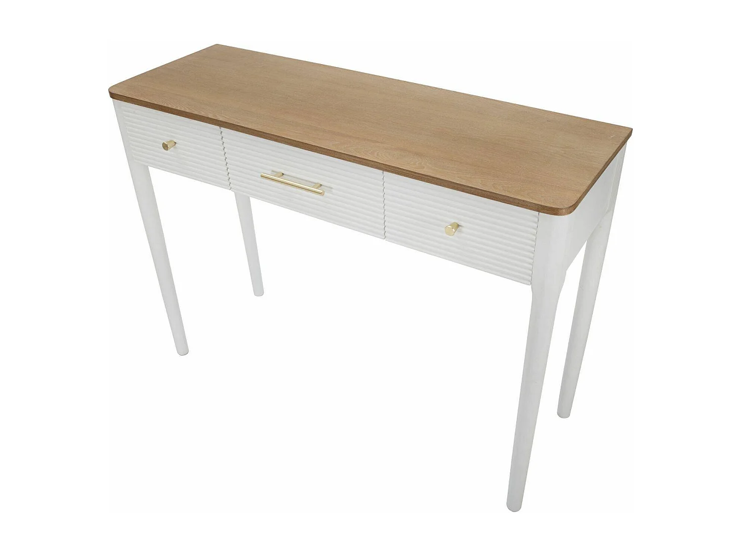 Crypto console, Multifunctionele tafel, Bijzetkast, Gangbureau, 107x37 h80 cm, Wit en Bruin