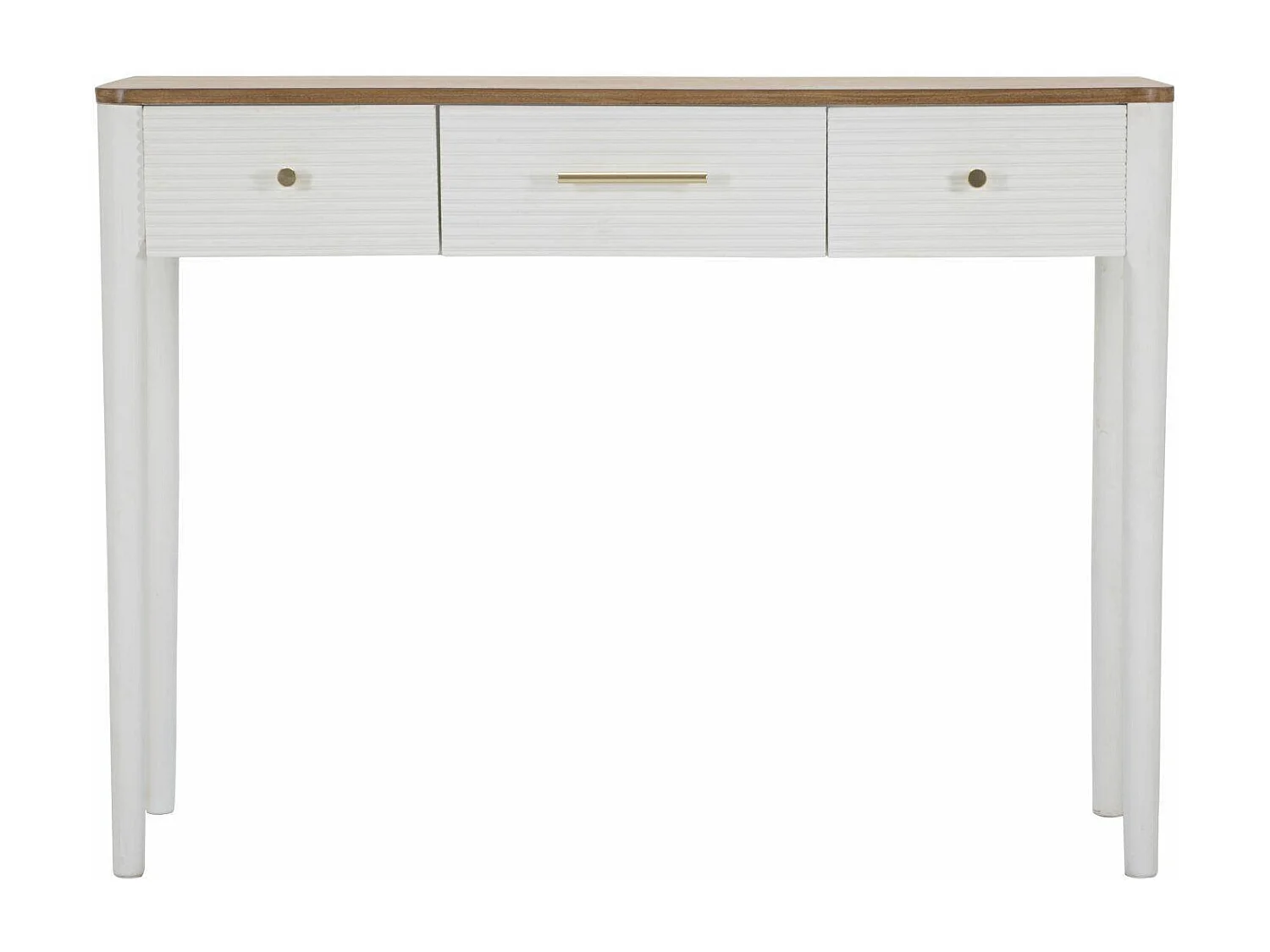 Console Crypto, Table polyvalente, Armoire de rangement, Bureau du couloir, 107x37 h80 cm, Blanc et marron