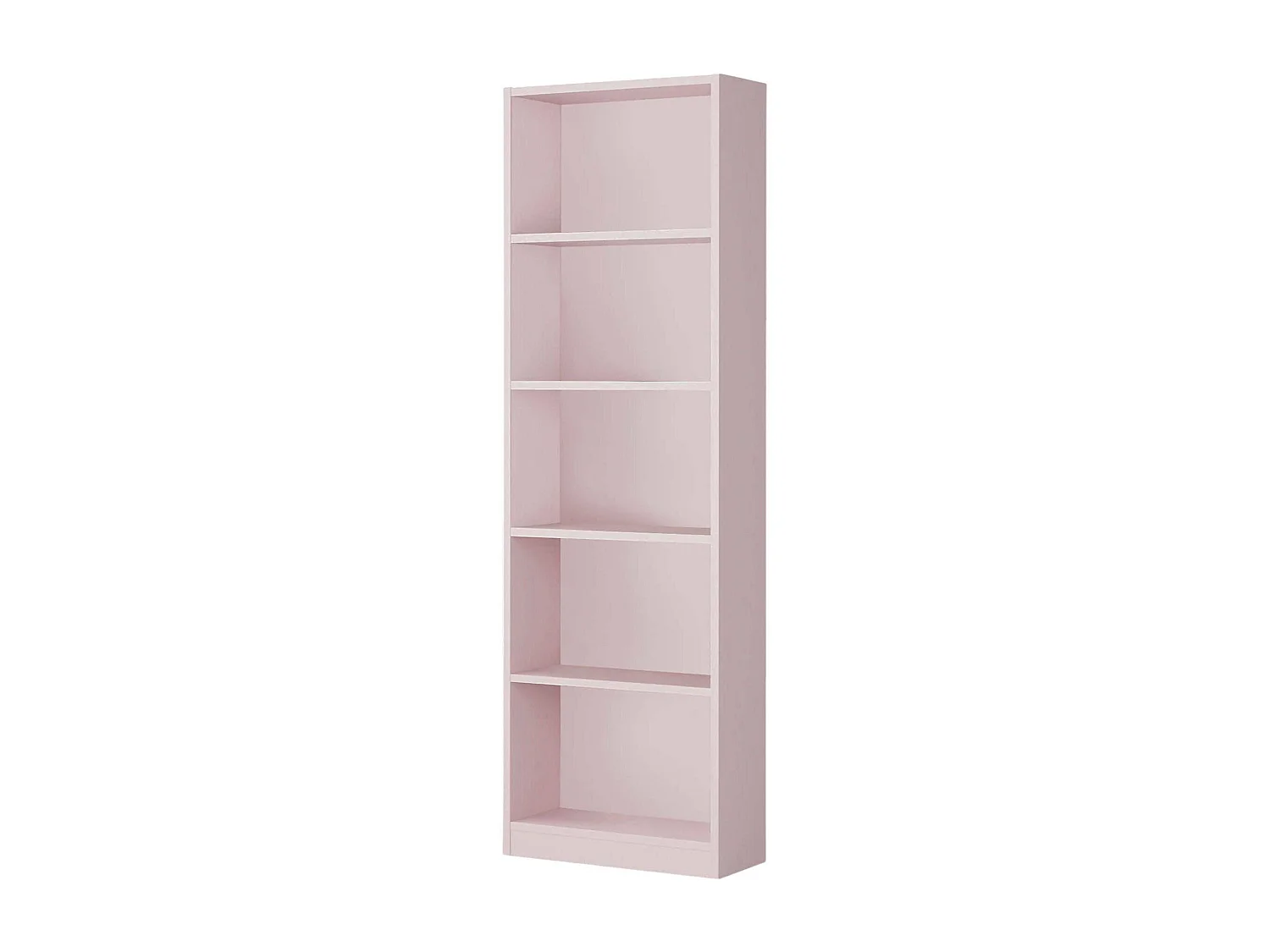 Bibliothèque Dmacagg, Bibliothèque haute avec 5 étagères, Etagère de bureau ou de chambre, Etagère moderne avec compartiments, 52x25h180 cm, Rose