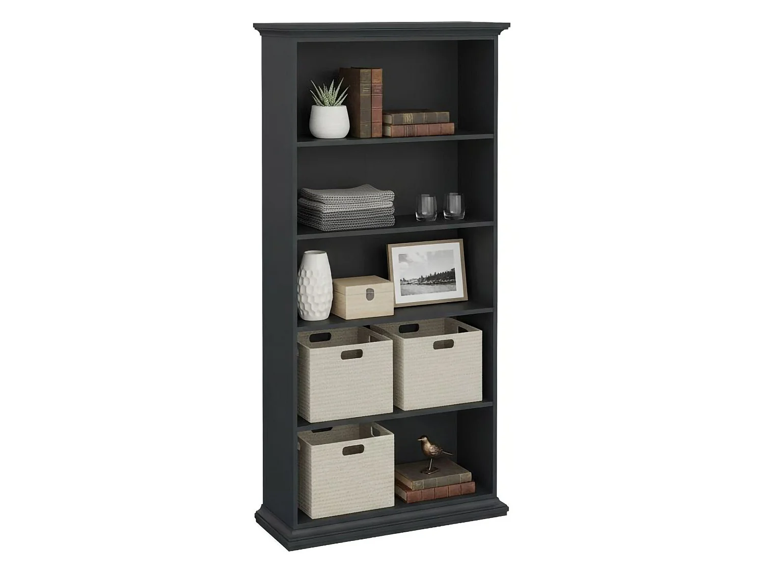 Bibliothèque Dtaran, Etagère de bureau, Porte-livre mobile, Librairie, 96x37 h201 cm, Gris