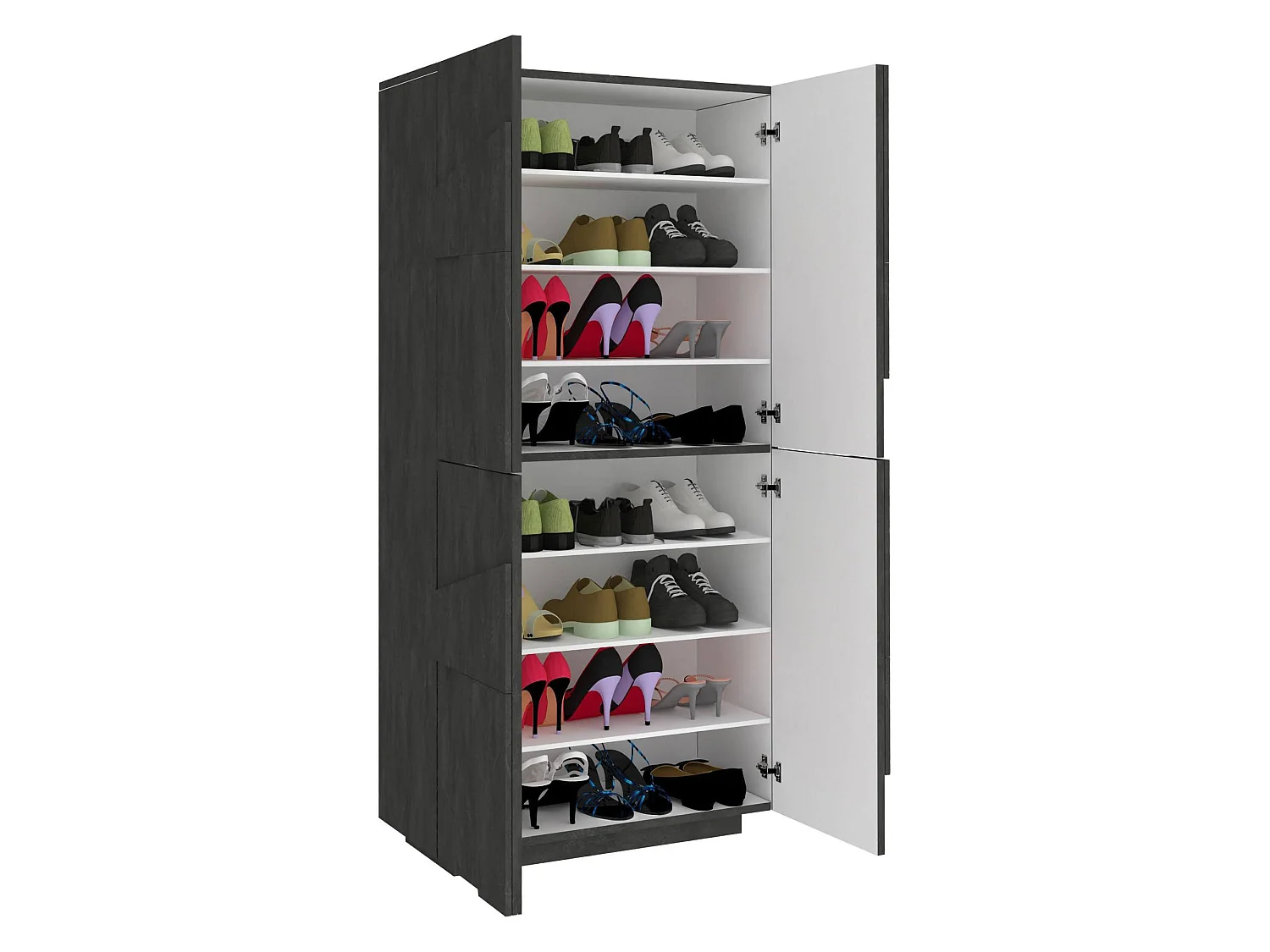 Dlerd schoenenrek, Multifunctionele kast met 4 draaideuren, Ingang schoenenrek, 100% Made in Italy, 81x38h167 cm, Leisteen