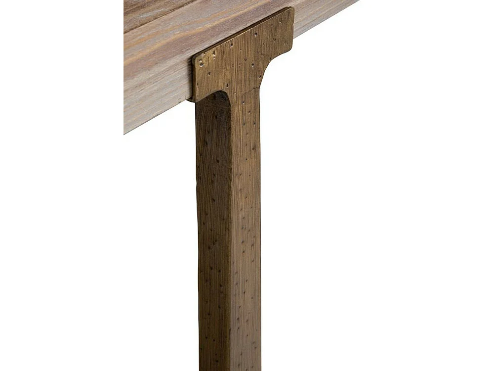 Table fixe Kazimir, Etagère de cuisine, Consolle à manger, Table rectangulaire fixe, Or et Marron, 180x90 h78 cm