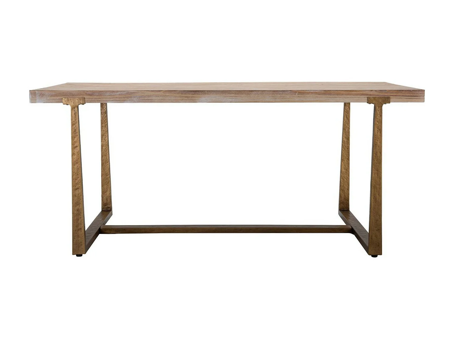 Table fixe Kazimir, Etagère de cuisine, Consolle à manger, Table rectangulaire fixe, Or et Marron, 180x90 h78 cm