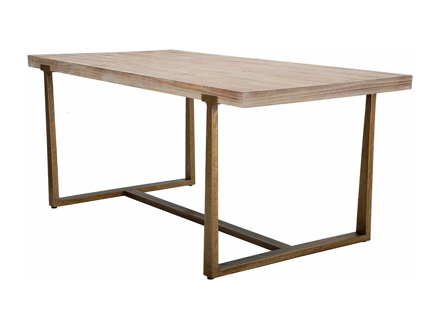Table fixe Kazimir, Etagère de cuisine, Consolle à manger, Table rectangulaire fixe, Or et Marron, 180x90 h78 cm