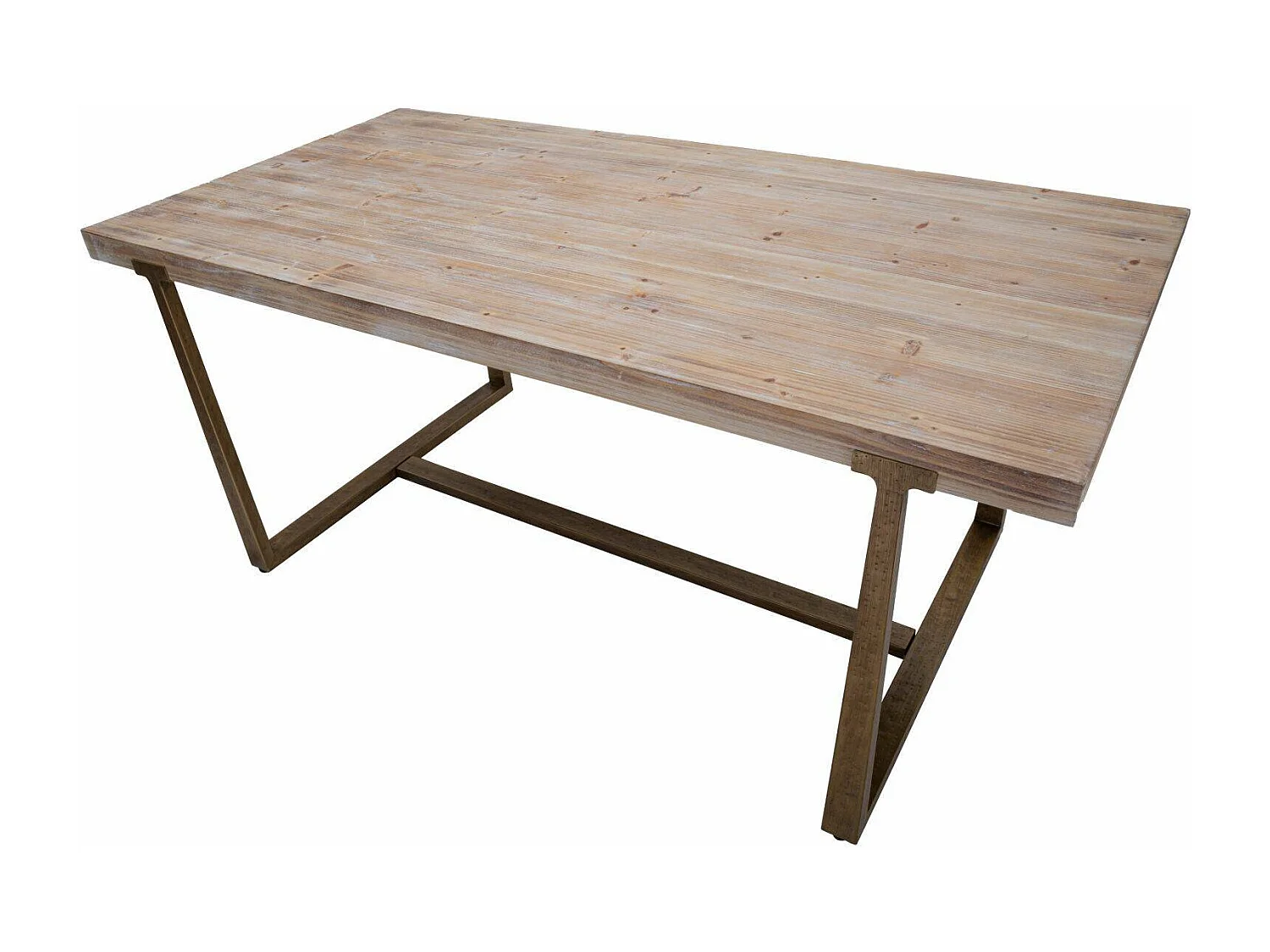 Table fixe Kazimir, Etagère de cuisine, Consolle à manger, Table rectangulaire fixe, Or et Marron, 180x90 h78 cm