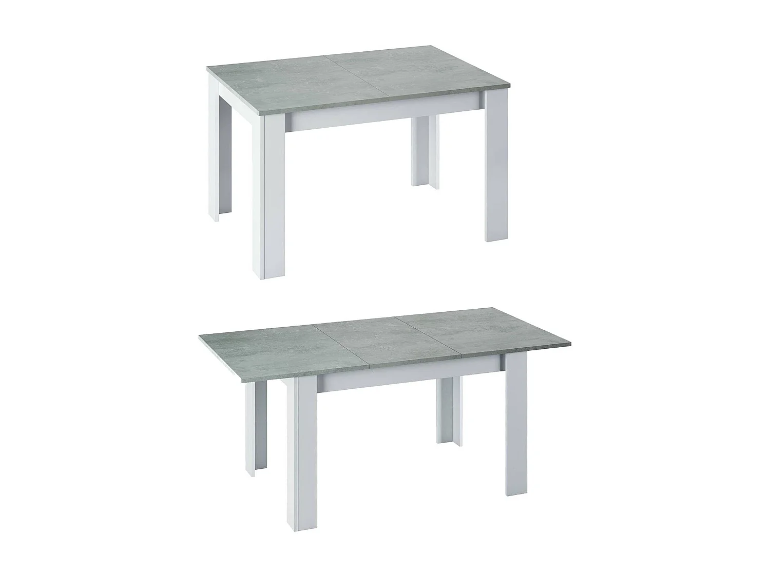 Dalice uitschuifbare tafel, Uitschuifbare console voor eetkamer, Opengaande keukentafel met verlengstuk, 140/190x90h78 cm, Cement en Wit