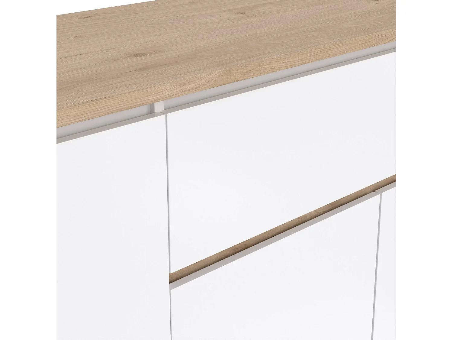 Buffet Dsalv, Buffet du salon, Commode de salon, Garde-manger de cuisine, 197x48 h84 cm, Chêne clair et Blanc