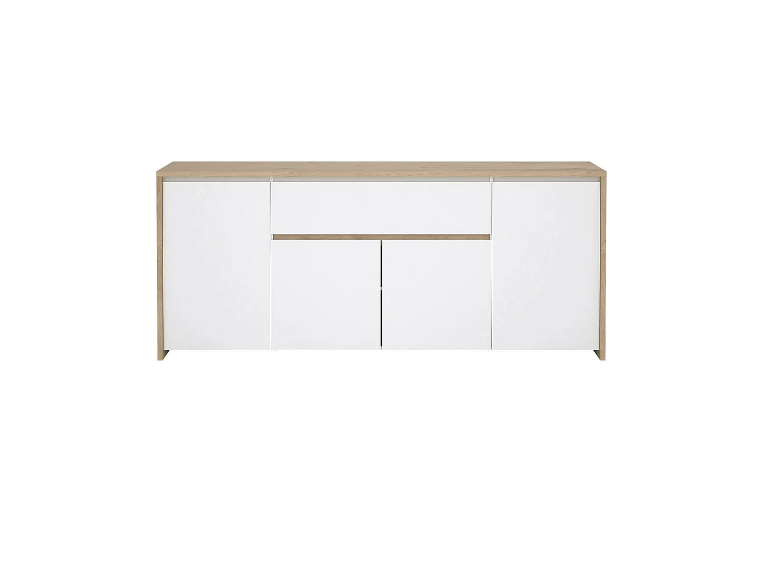 Buffet Dsalv, Buffet du salon, Commode de salon, Garde-manger de cuisine, 197x48 h84 cm, Chêne clair et Blanc