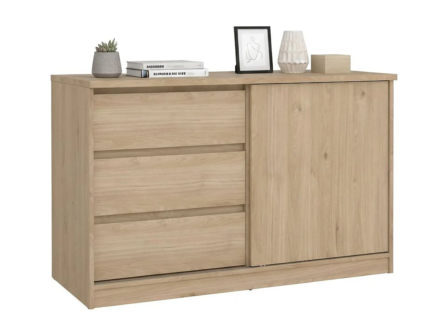 Buffet Dsatalin, Buffet du salon, Commode de salon, Garde-manger de cuisine, 119x50 h76 cm, Chêne clair