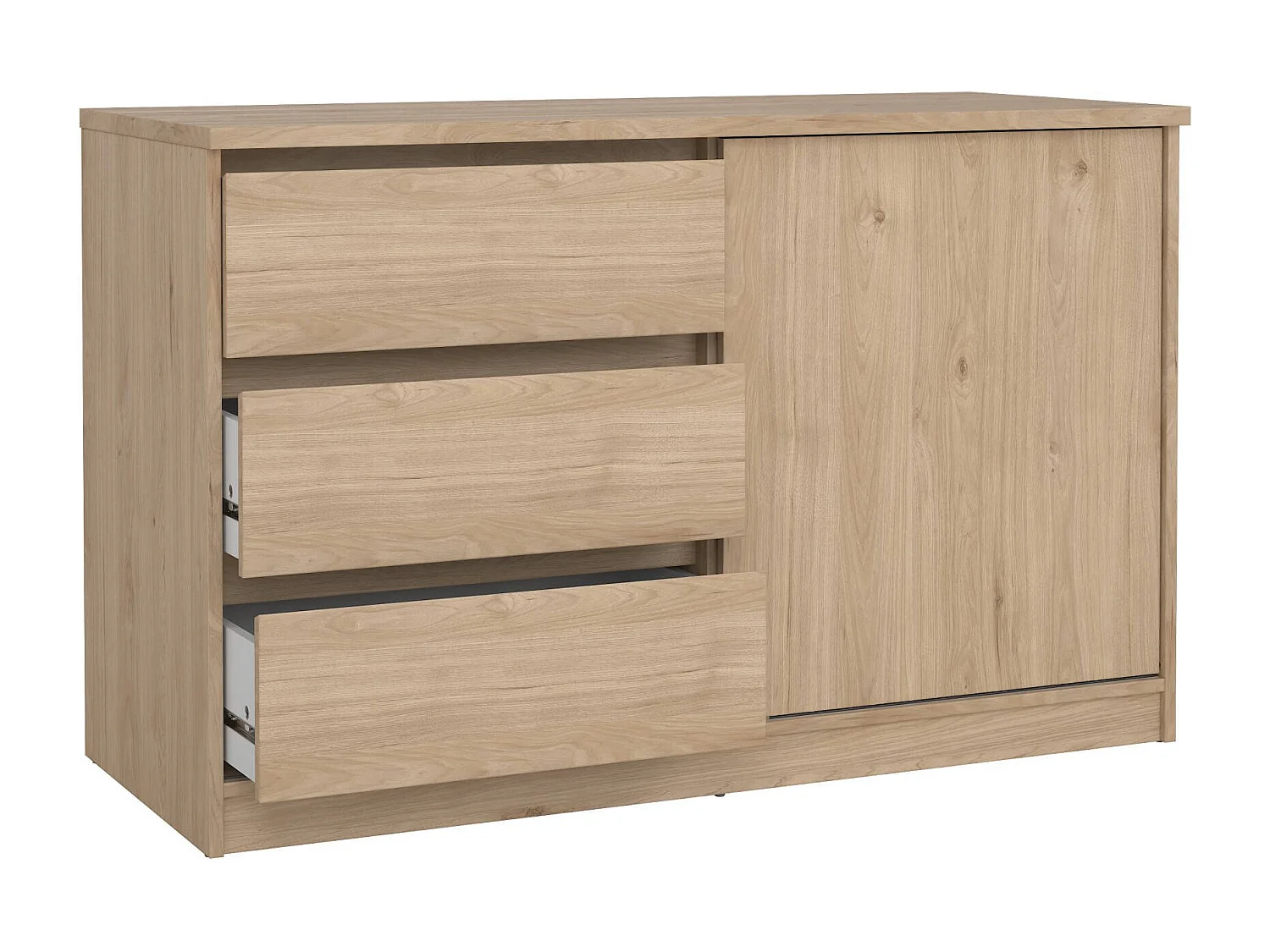 Buffet Dsatalin, Buffet du salon, Commode de salon, Garde-manger de cuisine, 119x50 h76 cm, Chêne clair