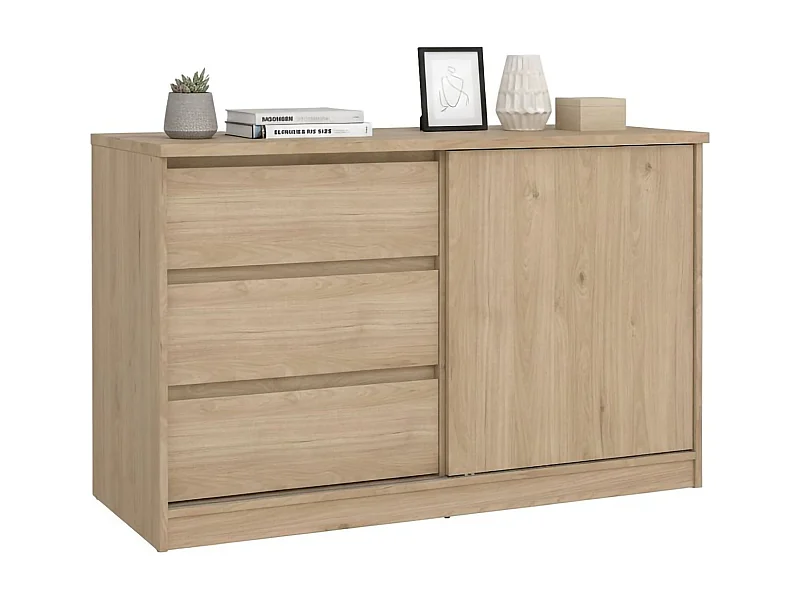 Aparador Dsatalin, Bufé de salón, Aparador de salón, Despensa de cocina, 119x50 h76 cm, Roble