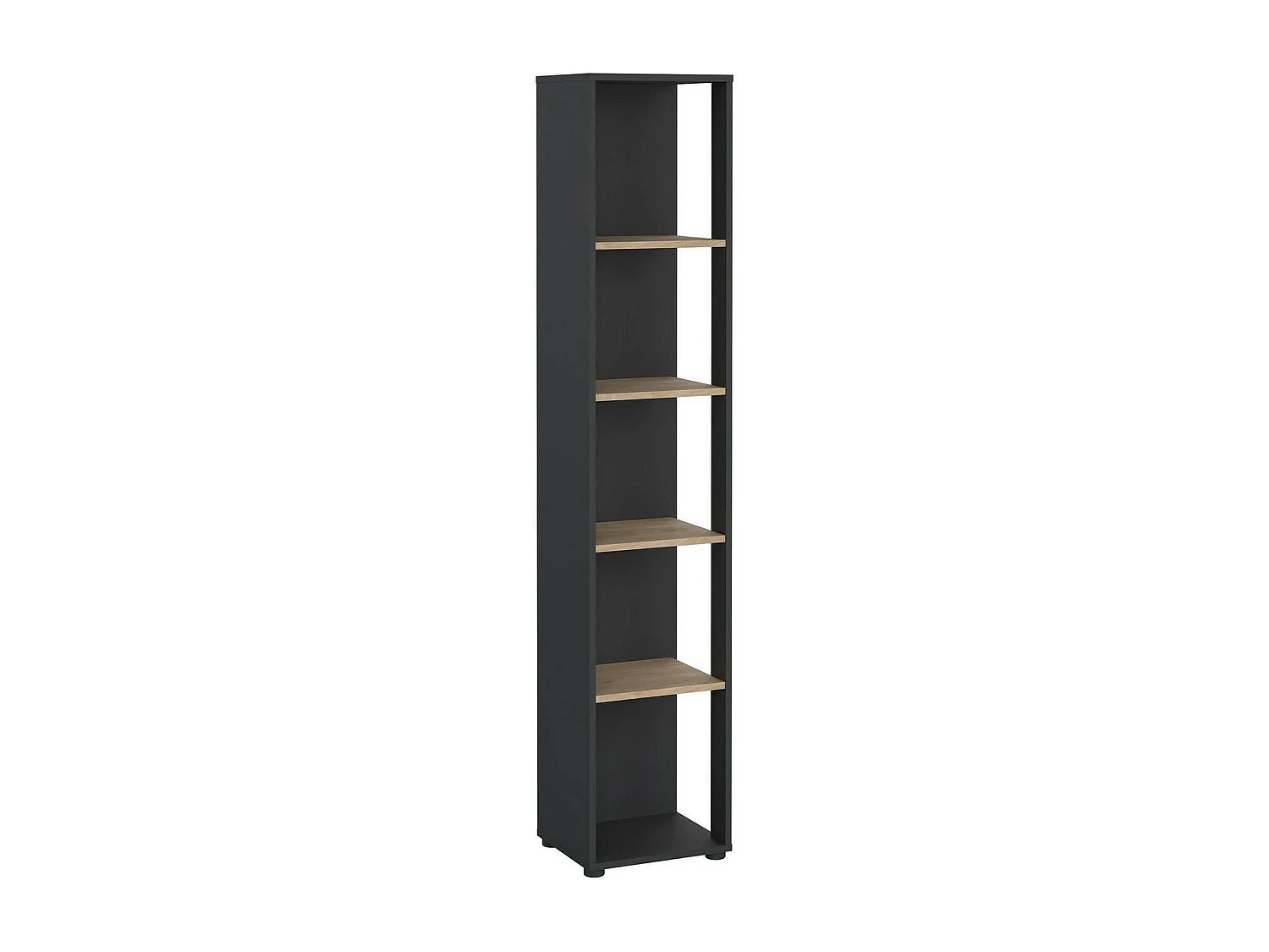 Bibliothèque Dtalarin, Etagère de bureau, Porte-livre mobile, Librairie, 41x34 h205 cm, Chêne et Gris