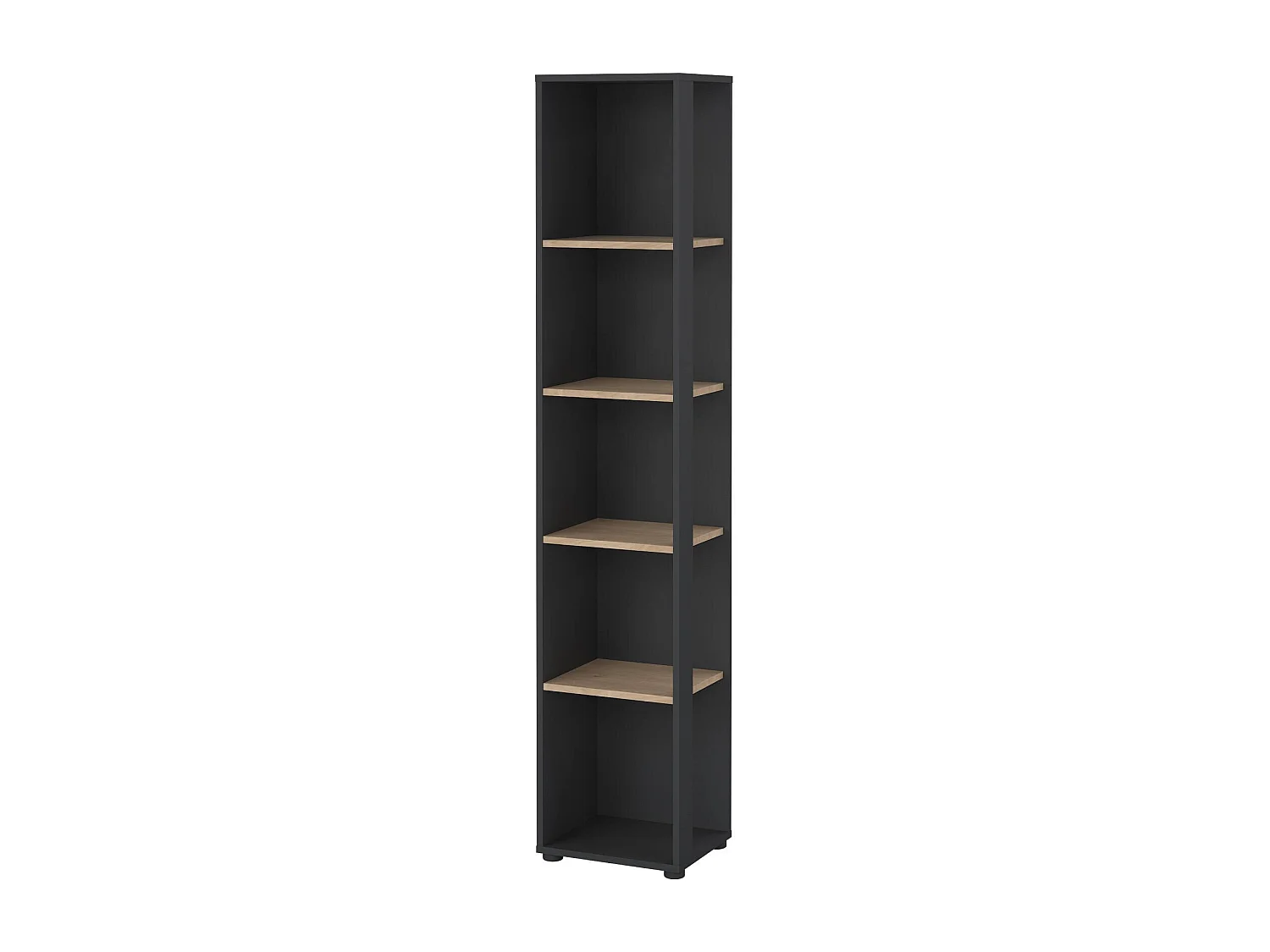 Bibliothèque Dtalarin, Etagère de bureau, Porte-livre mobile, Librairie, 41x34 h205 cm, Chêne et Gris