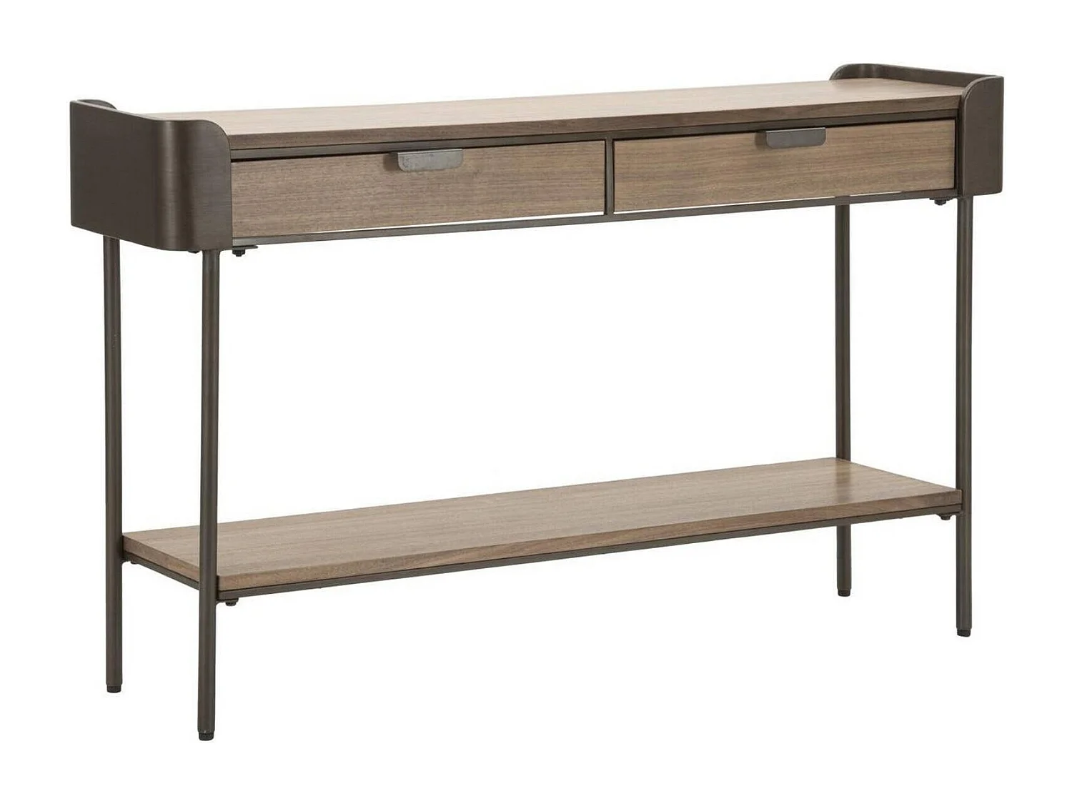 Franz console, Multifunctionele tafel, Bijzetkast, Gangbureau, Grijs en Bruin, 120x31 h72 cm