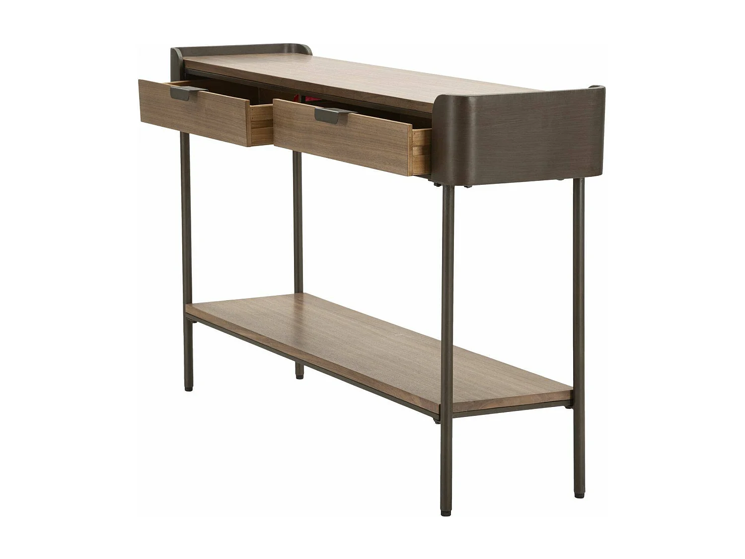 Franz console, Multifunctionele tafel, Bijzetkast, Gangbureau, Grijs en Bruin, 120x31 h72 cm