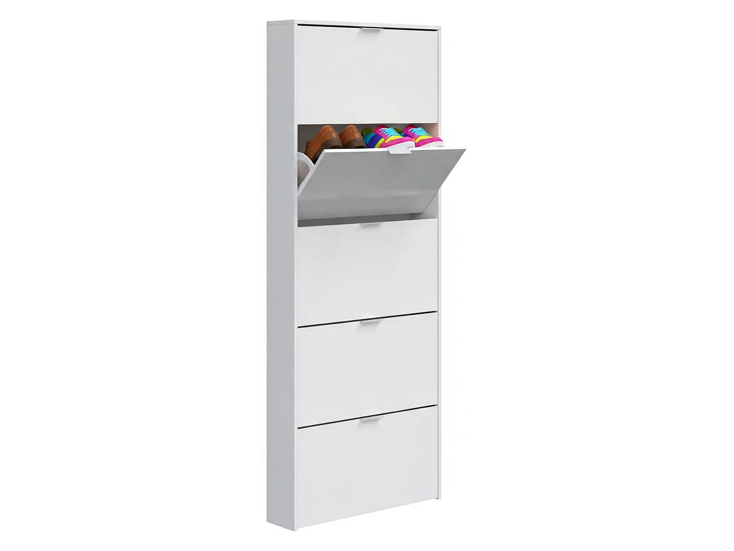 Scarpiera Anatra, 15 Paia, 17x70x180h cm Bianco Lucido, Mobile Portascarpe