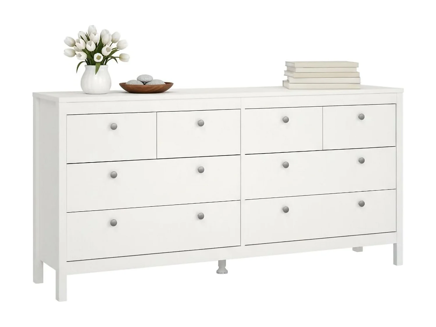 Buffet Dsanton, Buffet du salon, Commode de salon, Garde-manger de cuisine, 160x38 h80 cm, Blanc