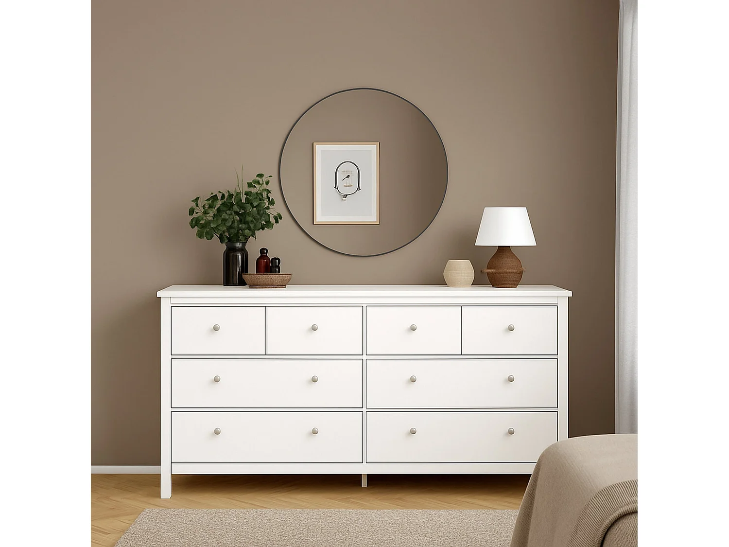 Buffet Dsanton, Buffet du salon, Commode de salon, Garde-manger de cuisine, 160x38 h80 cm, Blanc