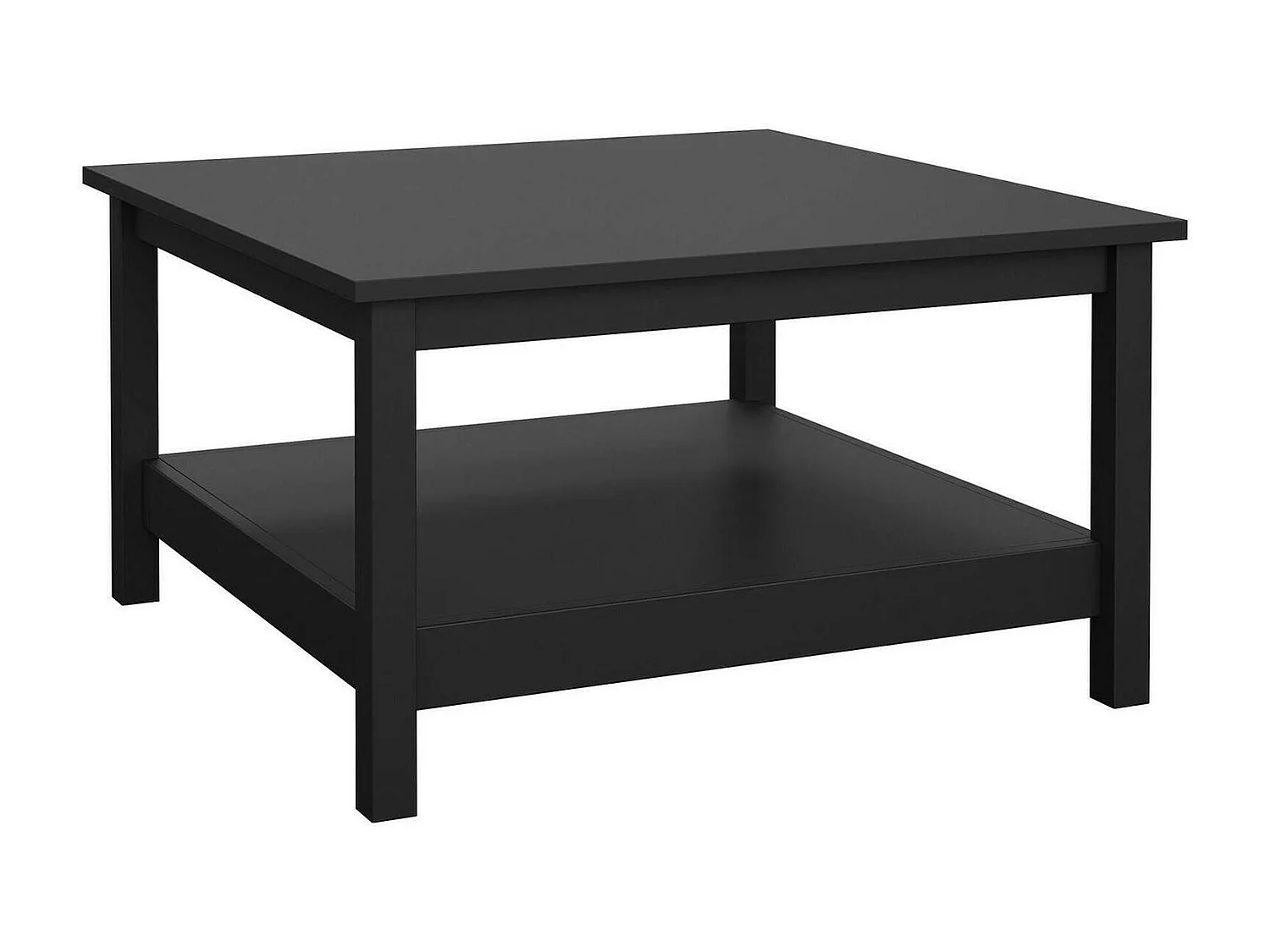 Table basse Dvalzani, Table basse, Porte-revues pour canapé, Etagère de salon, 81x81 h45 cm, Noir