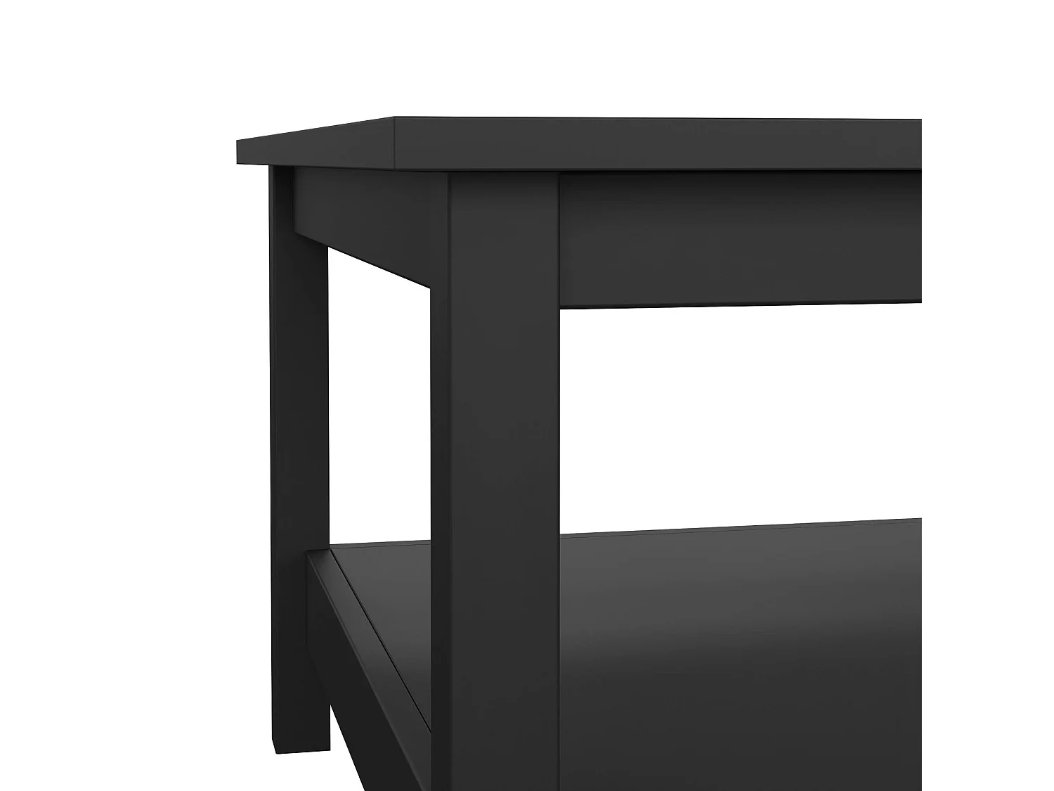 Table basse Dvalzani, Table basse, Porte-revues pour canapé, Etagère de salon, 81x81 h45 cm, Noir