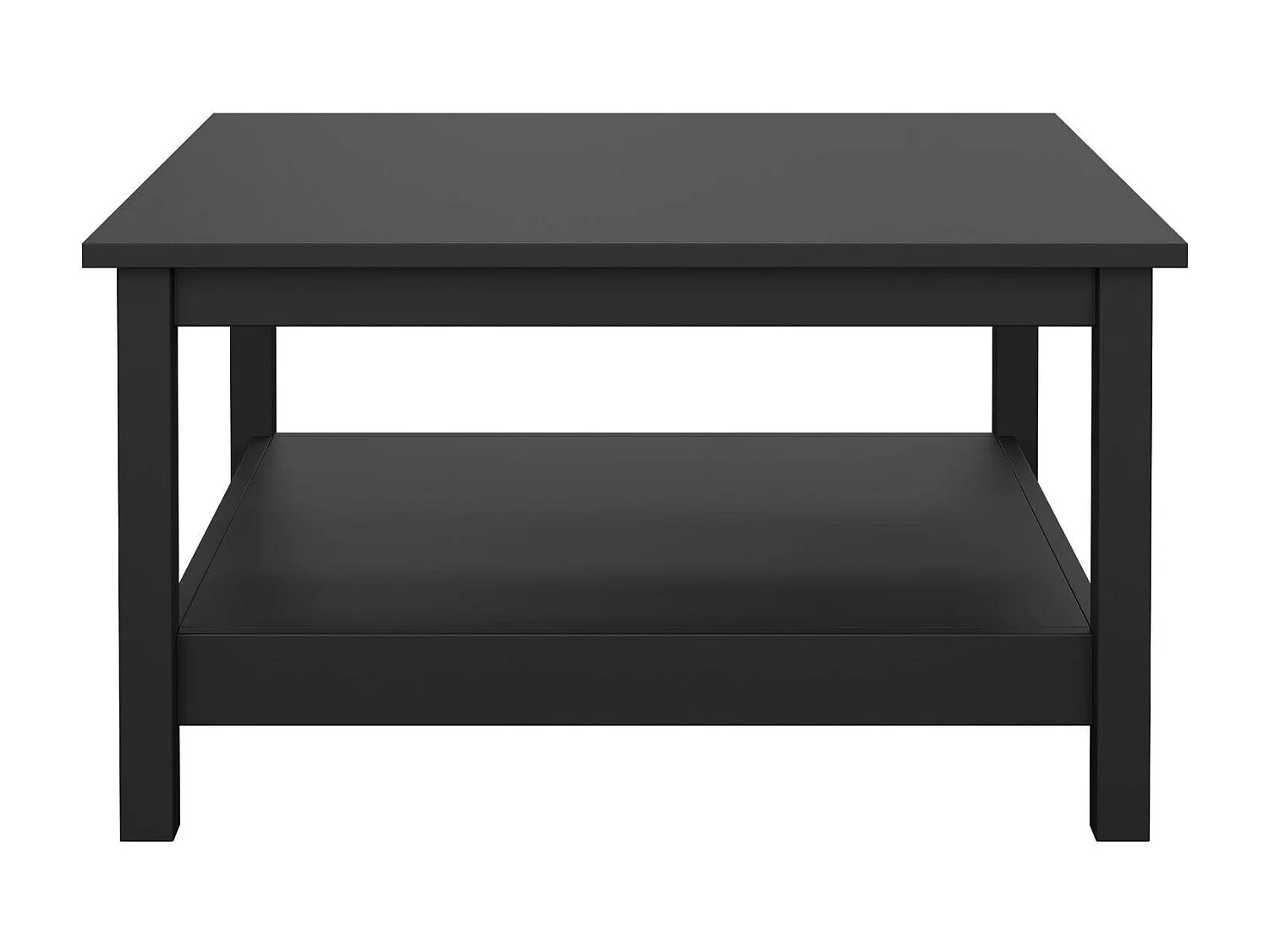 Table basse Dvalzani, Table basse, Porte-revues pour canapé, Etagère de salon, 81x81 h45 cm, Noir