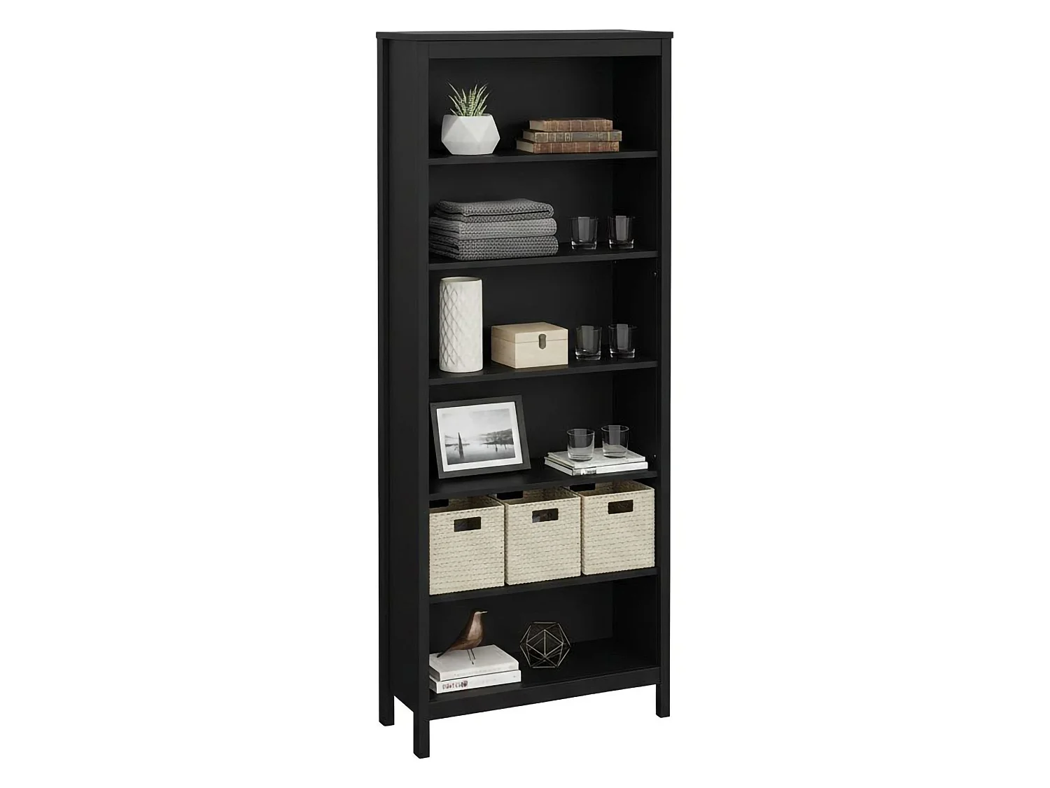 Estante para libros Dtamez, Estante de oficina, Porta libros móvil, Biblioteca, 78x33 h199 cm, Negro