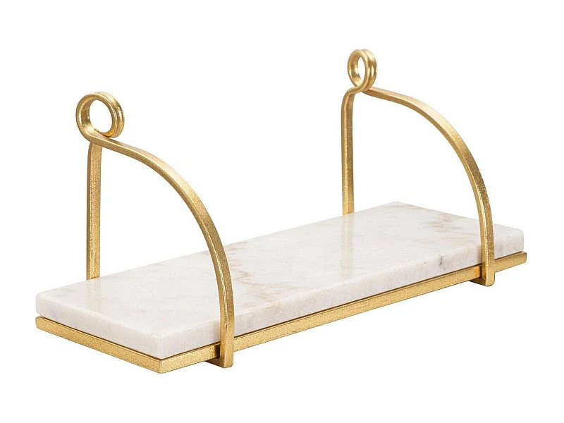 Prateleira Paci, Prateleira, Prateleira de parede, Prateleira multiusos, 40x16 h18 cm, Branco e Dourado