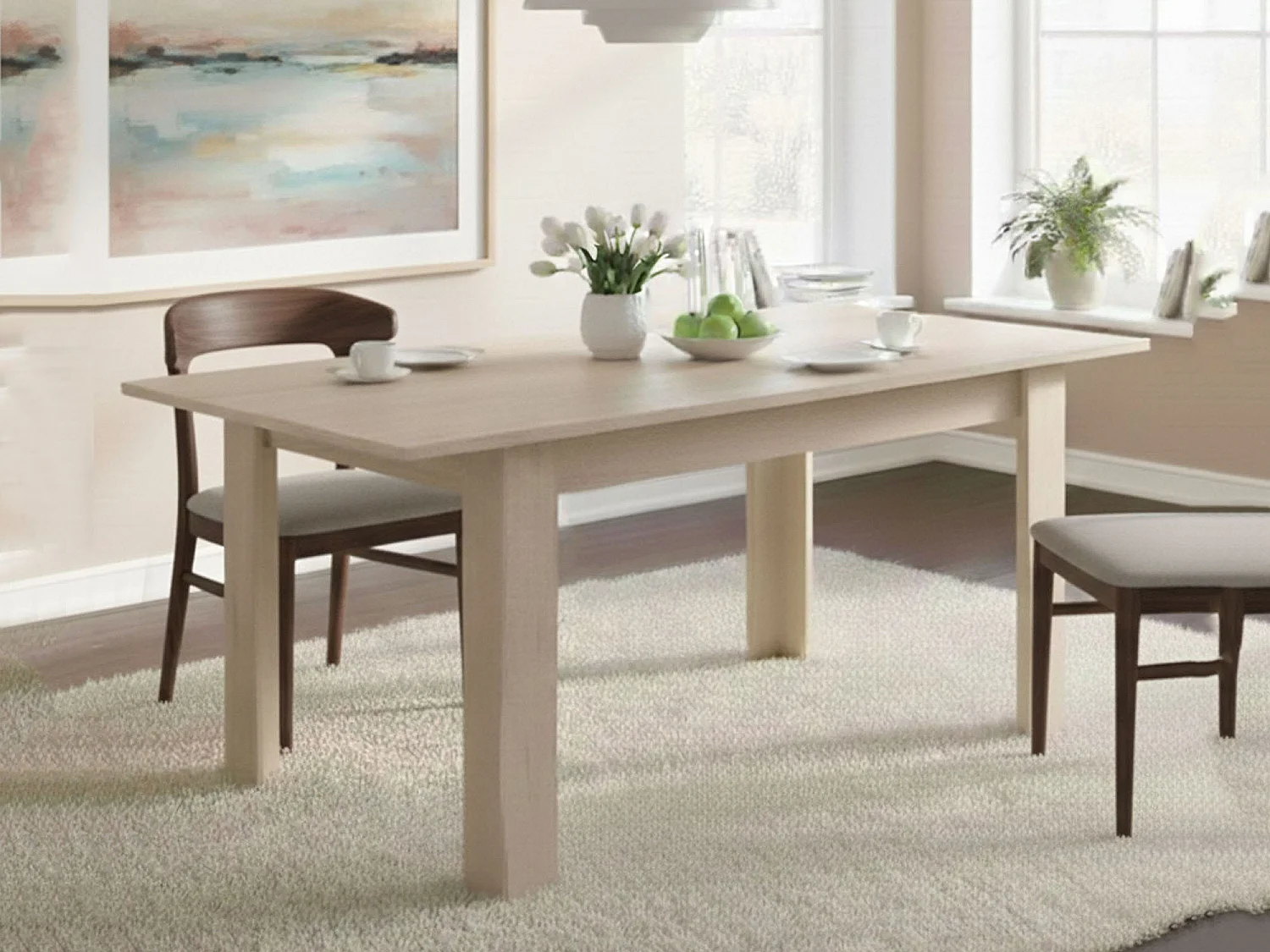 Mesa extensível Caladora, Consola extensível multiposições, Mesa de jantar com extensão, 140/190x90h77 cm, Carvalho
