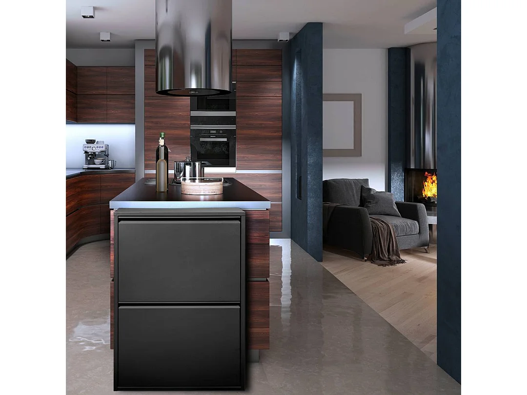 Poubelle Borja, Corbeille, Poubelle pour la collecte des déchets, Armoire à ordures, 60x25 h93 cm, Noir