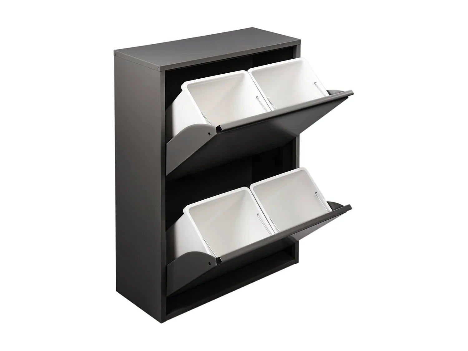 Dmora Prullenbak Achros 25x60x92,5h cm Zwart Capaciteit 72 (18 per Bak) 4 Binnenbakken, Uitneembare Bak