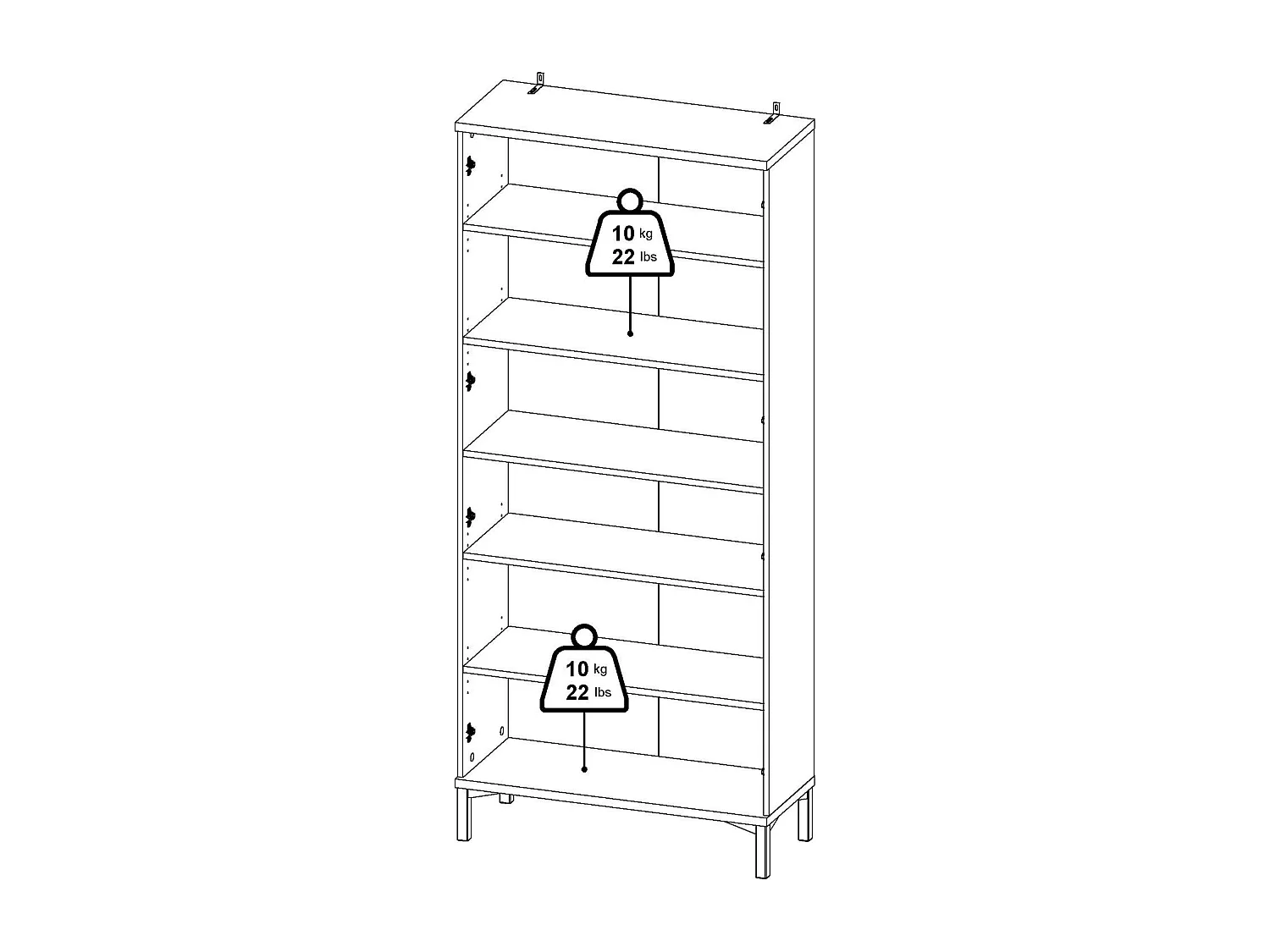 Vitrine Dvastol, Buffet d'exposition, Vitrine polyvalente, Buffet de salon, 89x36 h203 cm, Blanc