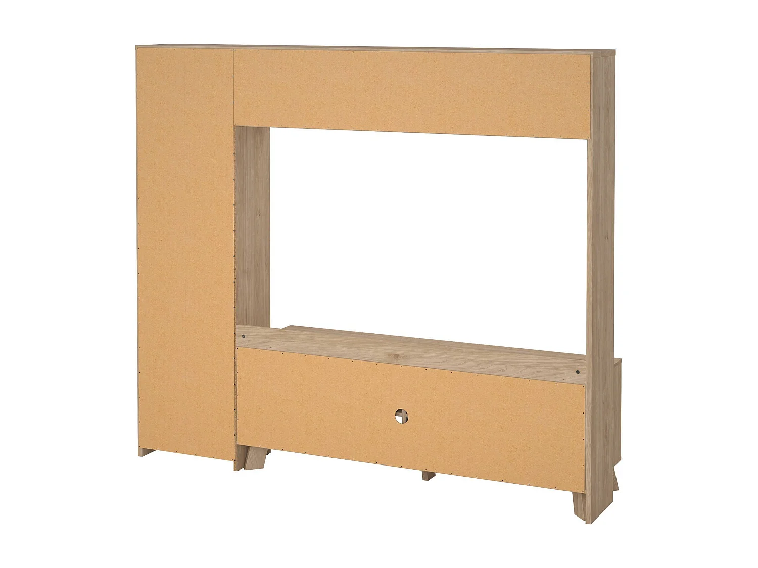 Móvel TV Dtolja, Aparador sala, Armário baixo para TV, Base de parede equipada, 209x48 h183 cm, Carvalho e Branco