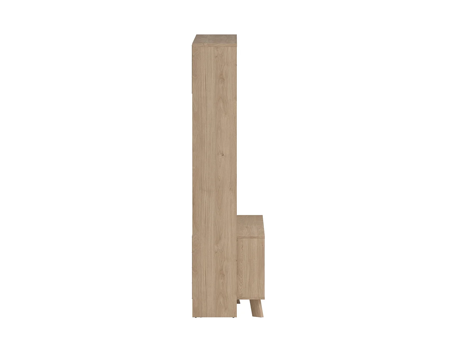 Meuble TV Dtolja, Buffet de salon, Armoire basse pour TV, Base murale de rangement, 209x48 h183 cm, Chêne clair et Blanc