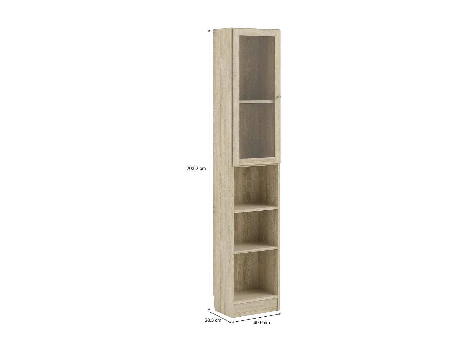 Bibliothèque Dsitu, Etagère de bureau, Porte-livre mobile, Librairie, 41x28 h203 cm, Chêne