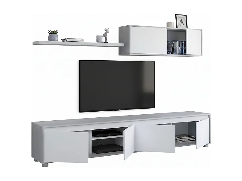 Dmora Parete Attrezzata 41x200x43h cm Bianco 6 Vani 6 Ante, Apertura Battente