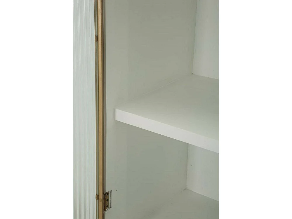 Vitrina Sable, Aparador de exposición, Vitrina multiusos, Aparador de salón, 85x40 h160 cm, Blanco y Marrón