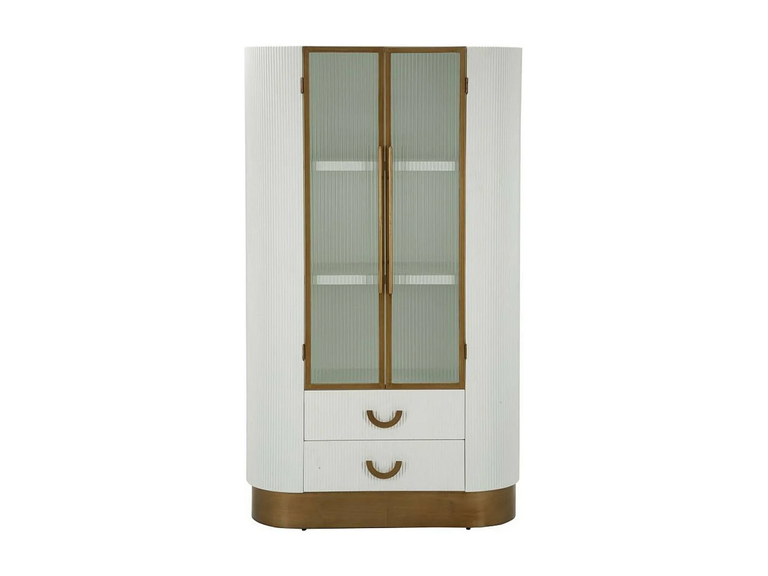 Vitrina Sable, Aparador de exposición, Vitrina multiusos, Aparador de salón, 85x40 h160 cm, Blanco y Marrón