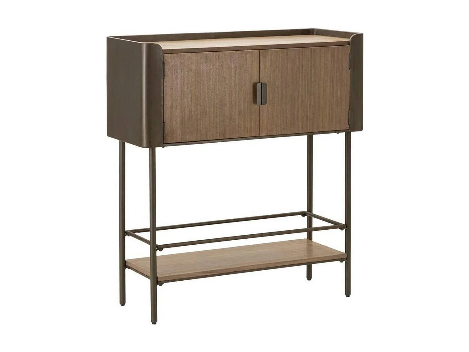 Fernsehschrank Quilt, Ständer für Wohnzimmerfernseher, Niedriges Wohnzimmer-Sideboard, TV-Ständerbasis, 100x42 h110 cm, Grau und Braun