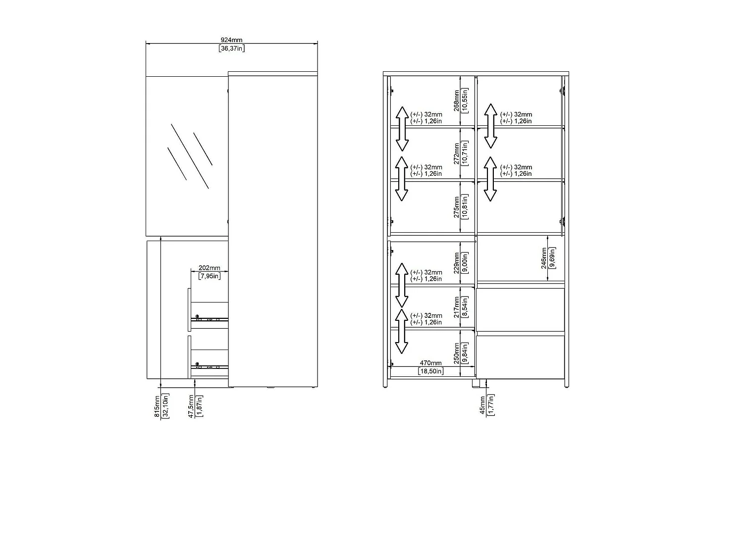 Vitrine Dvecin, Buffet d'exposition, Vitrine polyvalente, Buffet de salon, 100x48 h170 cm, Chêne clair et Blanc