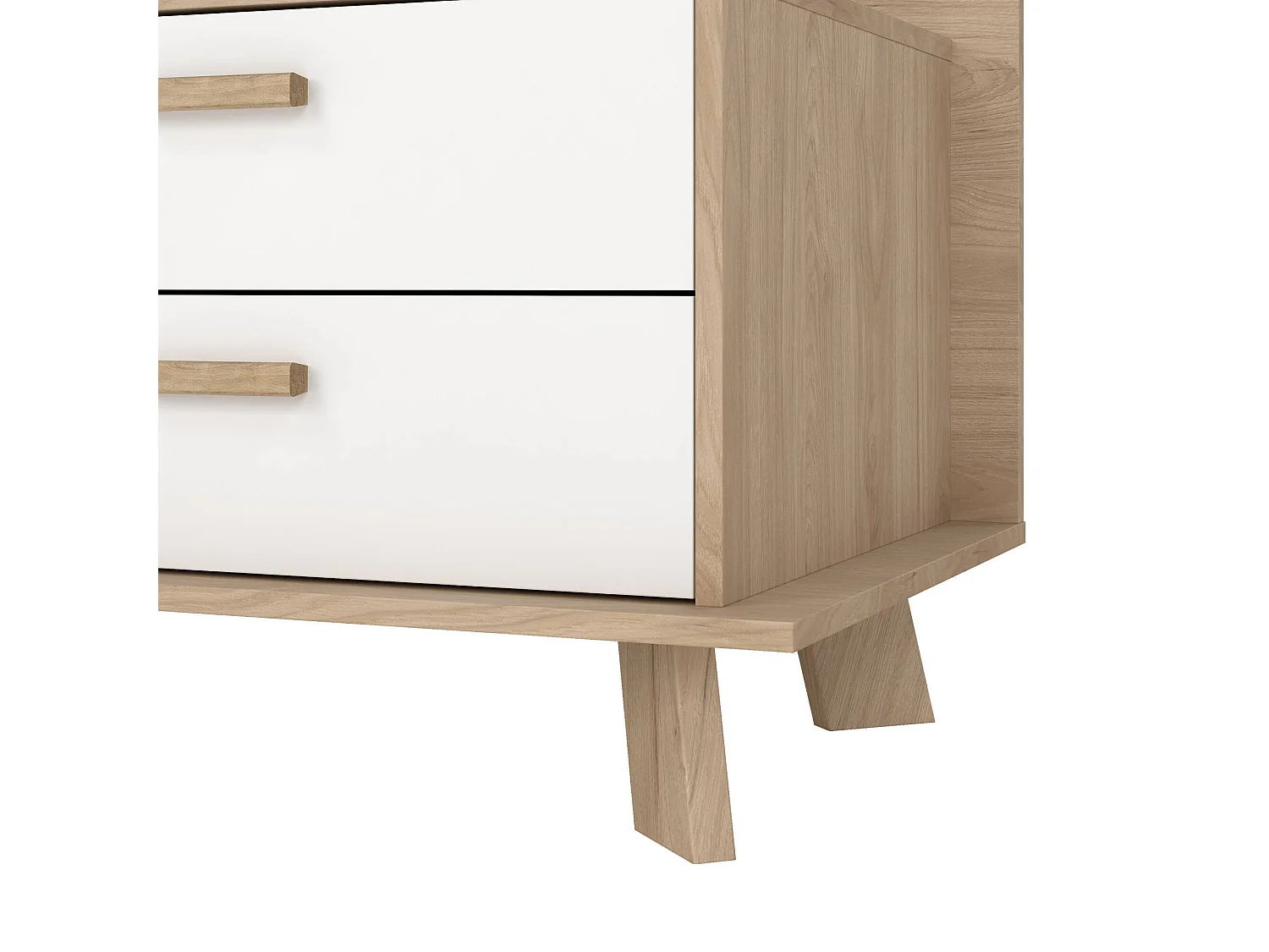 Meuble TV Dtestin, Buffet de salon, Armoire basse pour TV, Base murale de rangement, 182x51 h62 cm, Chêne clair et Blanc