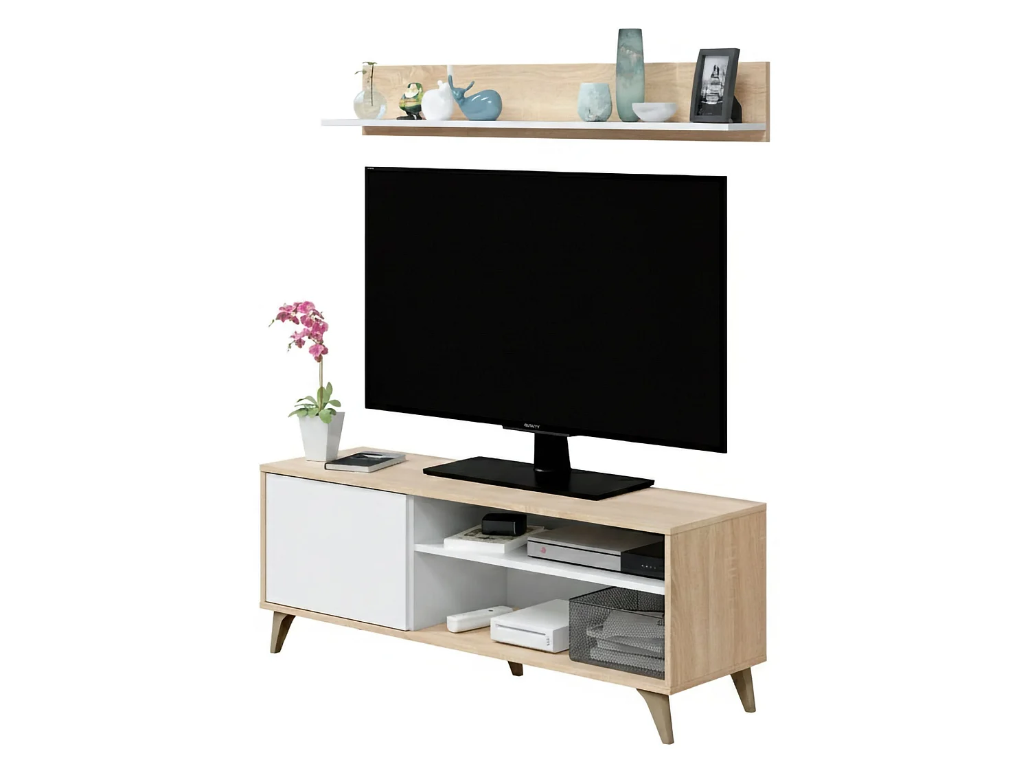 Mobile Porta tv Amerino, 3 Ripiani, 40x135x50h cm Marrone Rovere