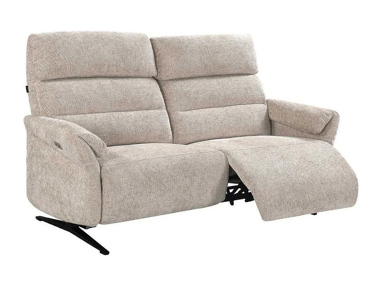 Canapé 3 places relax électrique tissu maillé ultra doux beige - LAMA