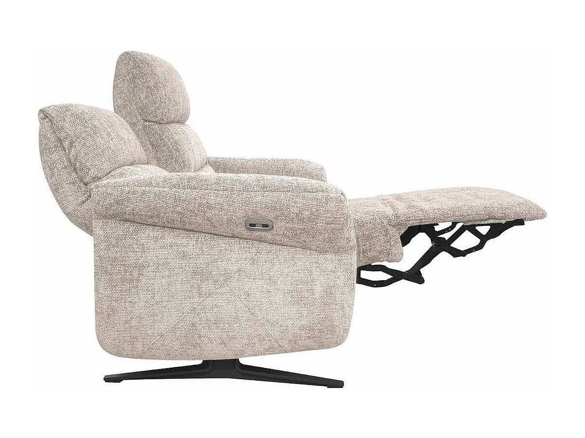 Canapé 3 places relax électrique tissu maillé ultra doux beige - LAMA