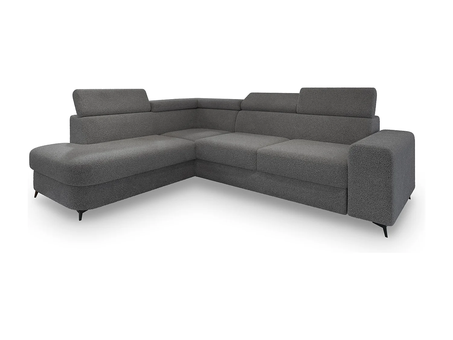 Hoekbank ALVORO van fluweel met slaapfunctie Grau