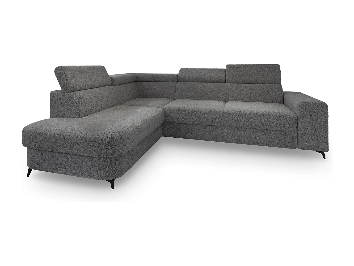 Hoekbank ALVORO van fluweel met slaapfunctie Grau
