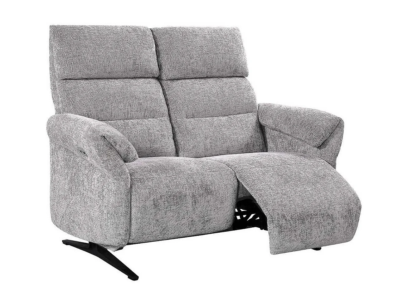 Canapé 2 places relax électrique tissu maillé ultra doux gris - LAMA
