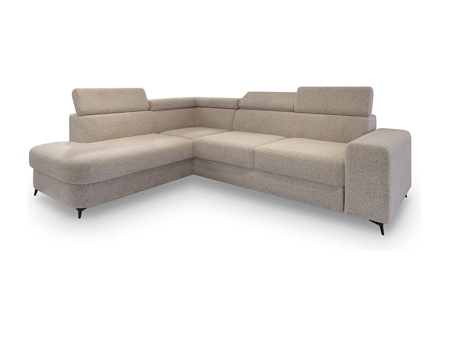 Hoekbank ALVORO van fluweel met slaapfunctie Beige