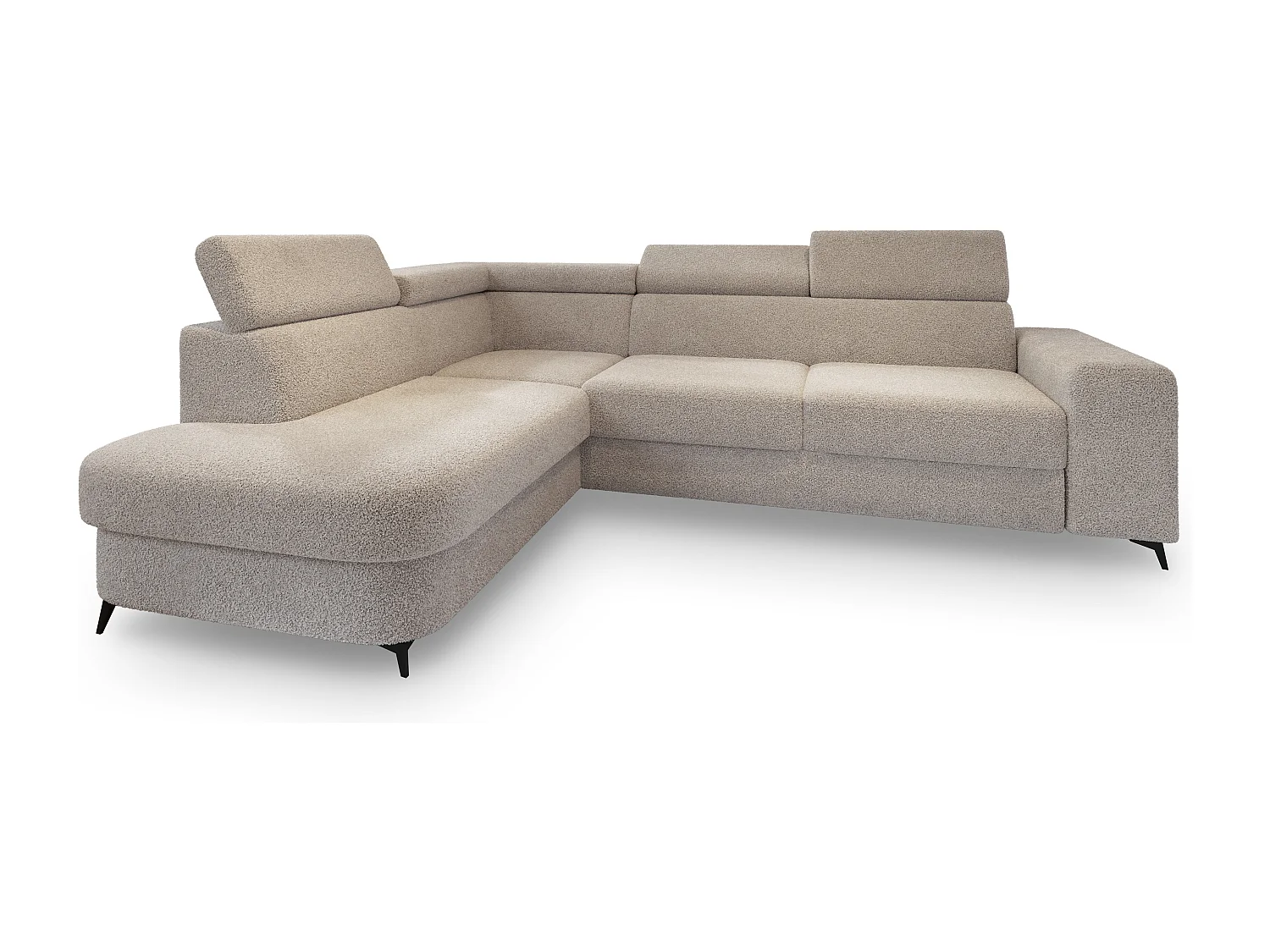 Hoekbank ALVORO van fluweel met slaapfunctie Beige