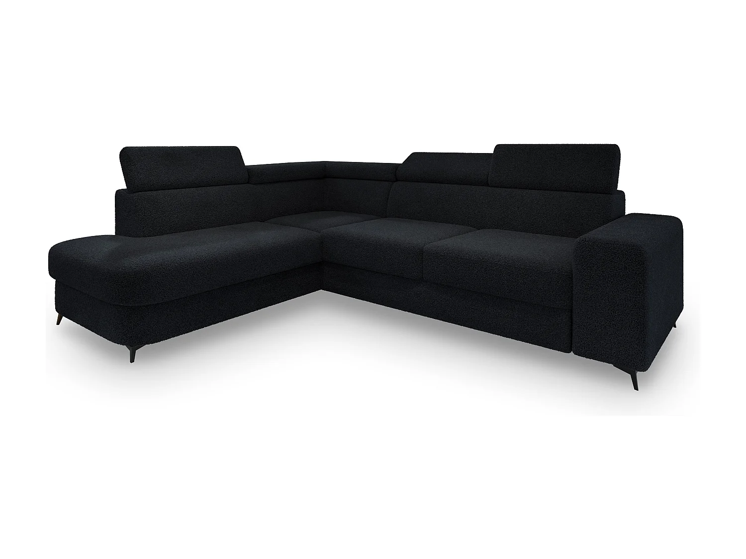 Hoekbank ALVORO van fluweel met slaapfunctie Schwarz